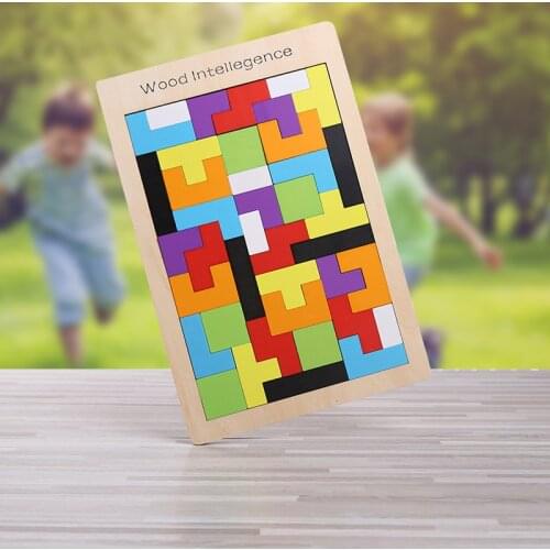 Wooden Tetris Puzzle Games Math Toys For Children Model Learning Education Montessori 3D Puzzle Jigsaw Kids Gifts