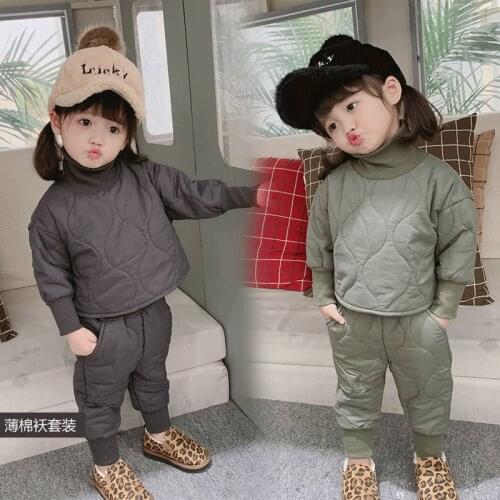 Childrens Cotton Suit 2019 New Korean Baby Girl Down Coat Jacket+down Pants Boys and Girls Winter Suits Baby Clothes Two-piece