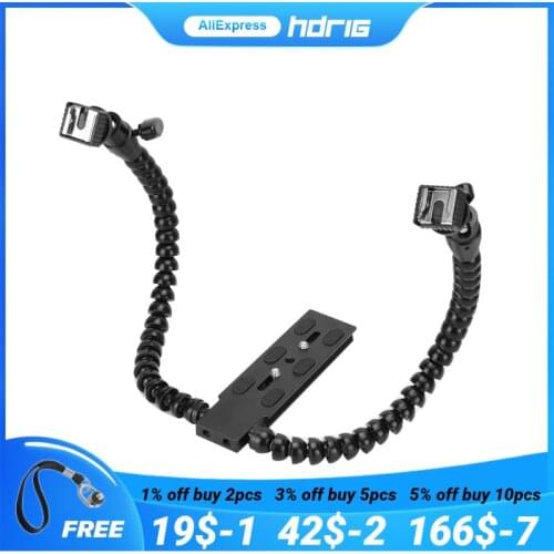 HDRIG Flexible Dual Magic Arm Dual-Shoe Flash Bracket Macro Shot Holder For Dslr Cameras Photo Studio Accessory