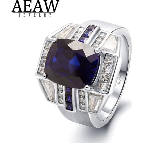7.0carat Cushion Cut Lab Sapphire Engagement Ring Set Fine Moissanite Ring Gift for Women 14K White Real Gold