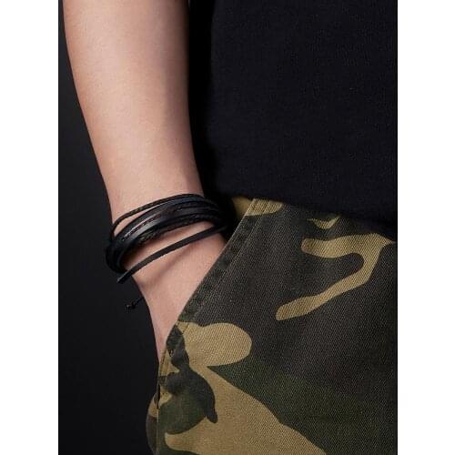 Handmade Couple Leather Bracelet Fashion Jewelry Wrap Multilayer Leather Braided Rope Wristband Bracelets & Bangles for Women