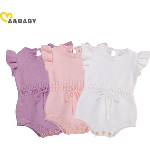 Ma&Baby 0-24M Newborn infant Baby Girl Knitted Romper Ruffles Jumpsuit Soft Baby Girl Clothes Autumn Costumes