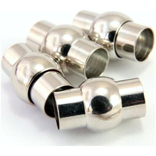 50 sets Stainless Steel Magnetic Clasp 8mm Hole Magnetic Clasp, 17mm Long Tube Magnetic End Cap for Leather Cords