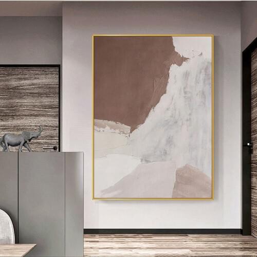 Jumbo Nordic Minimalist Oil Painting Original Abstract Brown Beige Canvas Painting Wall Decor Hand Painted Wall Art Home Decor