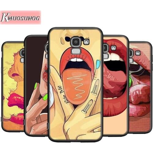 Sexy Girl Red Lips For Samsung Galaxy J8 J7 J6 J5 J4 J3 J2 Core Duo Prime Plus Star 2016 2017 2018 Soft Phone Case