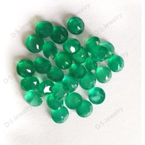 Natural Stone Round Shape Green Agate for Making Jewelry DIY Accessories Loose Beads