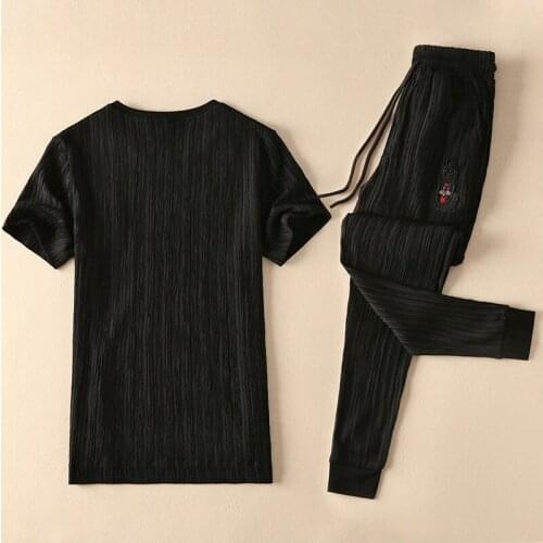 Brand New Novelty Hot Embroidered crown bee fold Men Running Sportswear Tracksuits Mens Sets (tee shirt + pants) Top TEES #L114