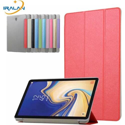 New Folding Folio Flip Stand Case For Samsung Galaxy Tab S4 10.5 T830 T835 T837 transparent hard PC+PU Leather Cover+Film+Pen