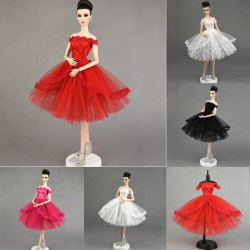 Mix Color Princess Dress for Barbie Doll Outfits Evening Party Gown Dress Lace Off Shoulder Clothes for Barbie Doll Clothing Toy