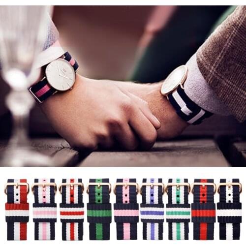 18mm 20mm Army Sports Nato Strap Fabric Nylon Watchband Buckle Belt for DW 007 James Bond Watch Bands Colorful Rainbow