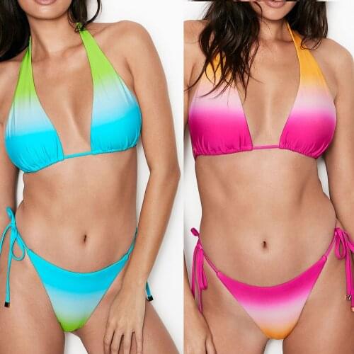 Sagace off shoulder strap gradient split Beach Bikini Swimsuit womens Sexy Bikini Swimsuit bikinis 2021 mujer