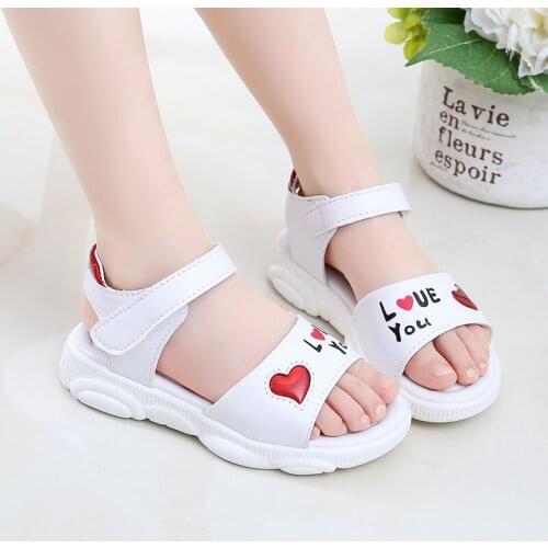2020 Pu Leather Girls Sandals New Summer Princess Sandals With Star Children Anti-skid Beach Shoes For Size 27-37 Girls Shoe