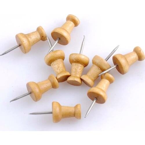 50pcs/lot Nautral Wood Pushpin Round Thumbtack Pins for Fixing Pictures Decorative DIY Tool Wholesale 10x19mm MT0838