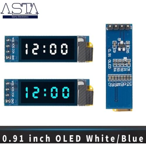 1pcs 0.91 inch OLED module 0.91" white/blue OLED 128X32 OLED LCD LED Display Module 0.91" IIC Communicate
