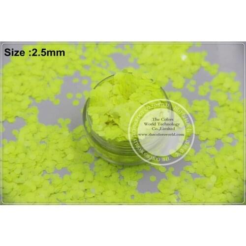 TCF500 Neon Yellow Colors 2.5mm size solvent resistant glitter for nail Art nail Polish or other DIY decoration