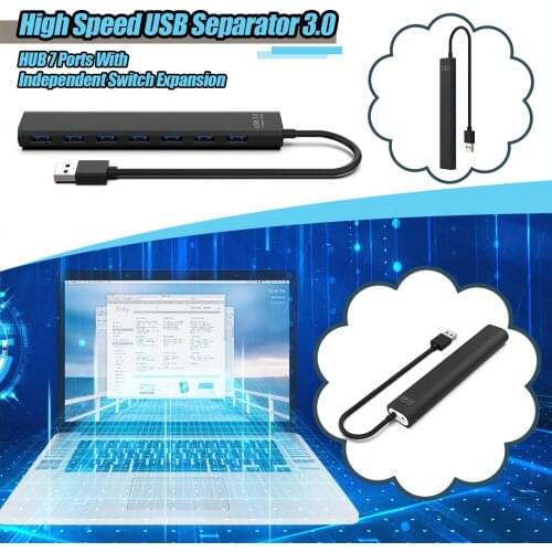High Speed USB Separator 3.0 HUB 7 Ports With Independent Switch Expansion For Macbook PC Laptop#g3