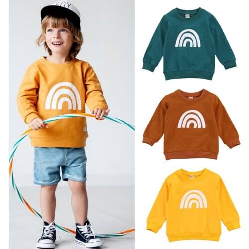 2-6 Years Kid Baby Boy Girl Clothes Cotton Cartoon Rainbow Long Sleeve Top Sweatershirt Casual Autumn Winter Pullovers