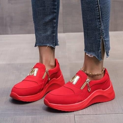 Women Chunky Sneakers Fashion Platform Shoes Zipper Womens Vulcanized Shoes Round Head Women Casual Shoes Zapatos Mujer
