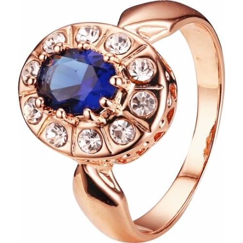 New Arrival Women Rings 2020 Fashion 585 Gold Color Jewelry Trendy Royal Blue Cubic Zircon Anniversary Jewelry Women