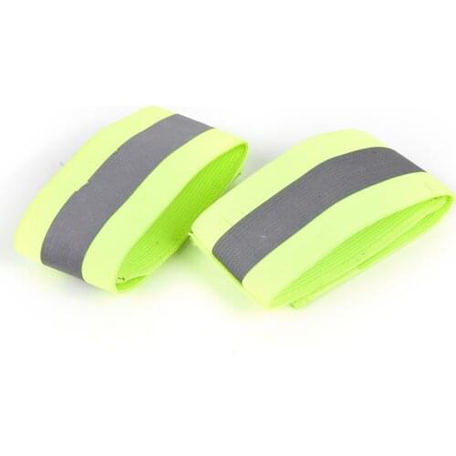 2pcs High Visibility Reflective Vest Elastic Strap Wristbands Ankle Emergence Warning Night Running Cycling Sports Safety Vests