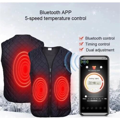 Winter Warmer App Control Heating Vest USB Electric Heated Vest Thermal Heating Jacket Outdoor Equipment Asian Size