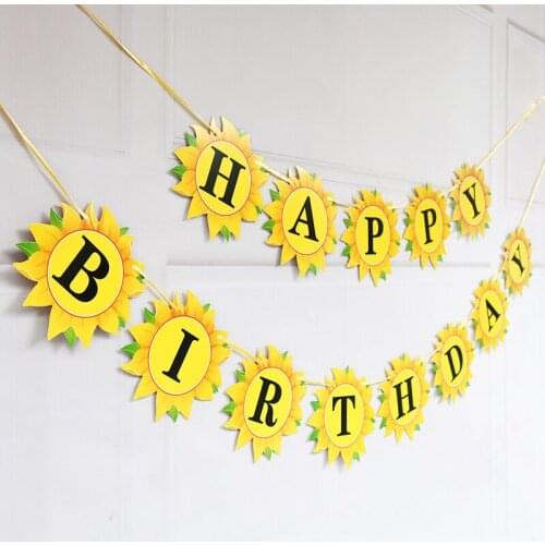 1 Set Donut Sunflower Happy Birthday Banner Garland Bunting Happy Birthday Party Decoration Baby Shower Party Supplies