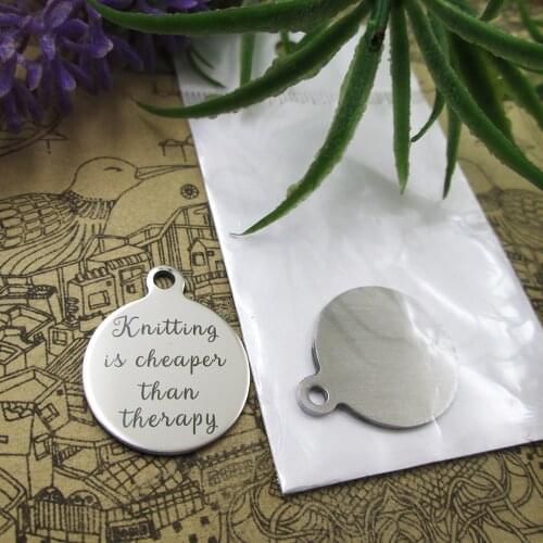 10pcs--"Knitting is Cheaper than Therapy"stainless steel charms 5 styles for choosing DIY Charms for necklace bracelets