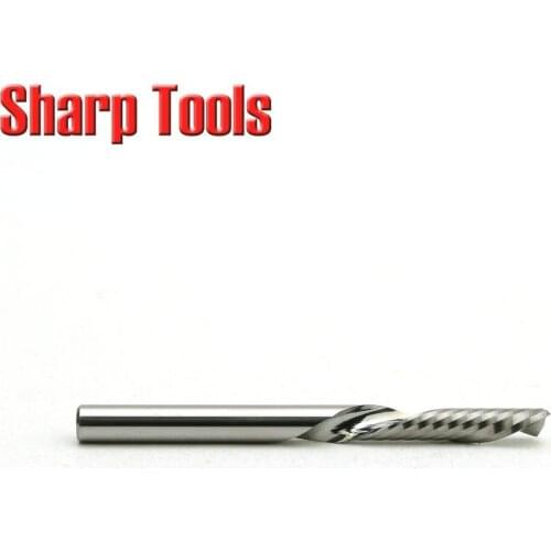 3.175x17mm left-helical single flute spiral cnc router bits, imported tungsten steel carbide cutters for smooth down-cutting