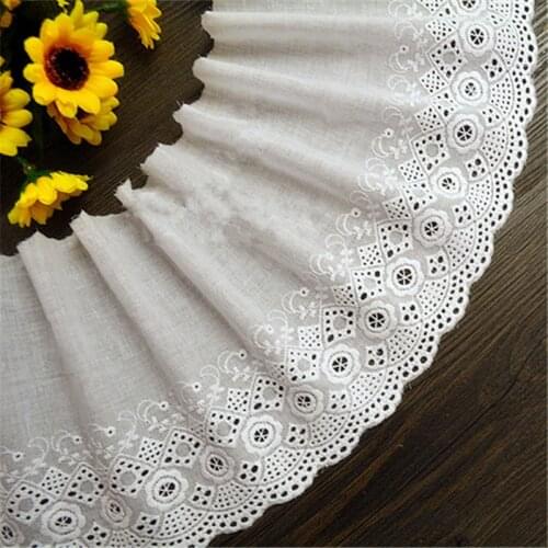 5 Yard / Lot New 15CM 100% Cotton Cloth Lace Fabric DIY Manual Embroidery Lace Trim Clothes Dress Accessories White