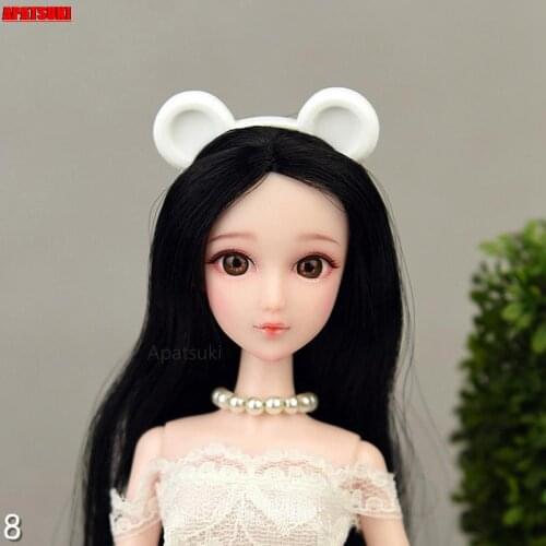 White Mouse Ear Plastic Headband Headwear Tiara For Barbie Doll Accessories Hairwear Hair Accessories For 1/6 Dollhouse DIY Toys
