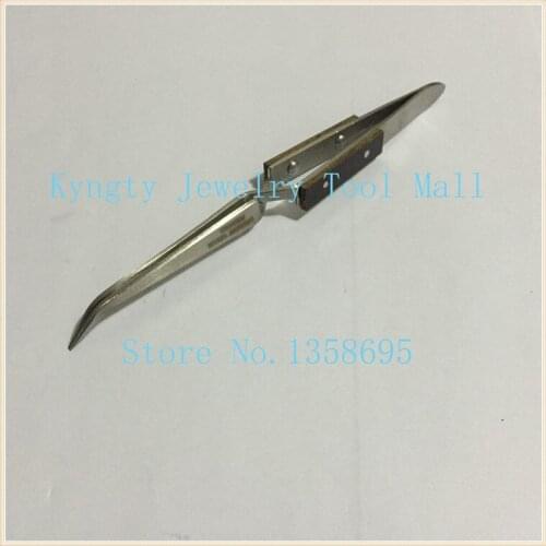 Free Shipping jewelry diy making Tools Gem Tweezers Stainless Steel Cross-Lock Curved Tweezer