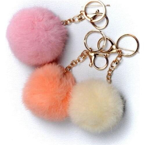 Hot New Rabbit Fur Ball Cell Phone Car Keychain Pendant Handbag Charm Key Ring key chain 5 colors 100% rabbit 's Fur
