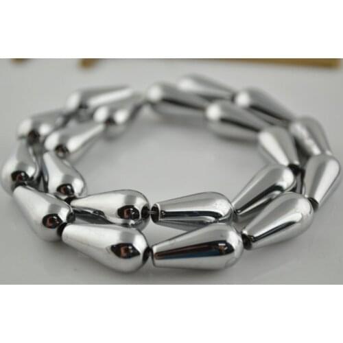Silver Color Plated High Quality Pear Shape Hematite Beads Waterdrop DIY Jewelry Making Beads 10pc/lot Free Shipping
