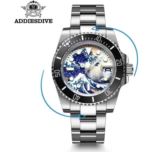 Addies Dive surfing watch blue ceramic bezel BGW9 super luminous watch 200m diving sapphire crystal NH35 mens automatic watch