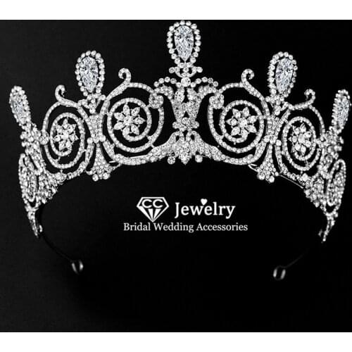 CC Tiaras and Crowns Wedding Hair Accessories Women Hairbands Bridal Crown Engagement Jewelry Vintage Princess Headdress HS45