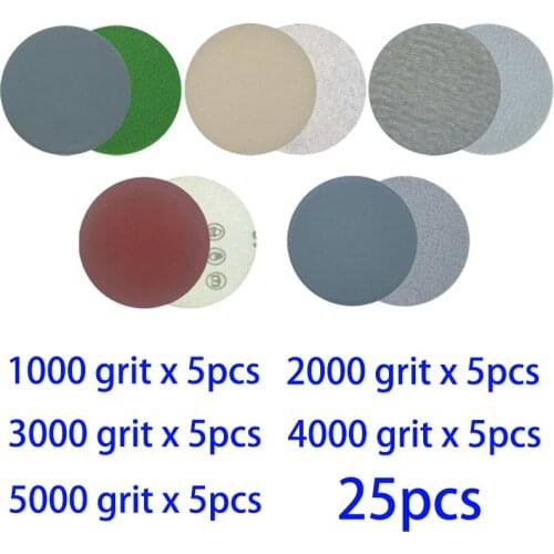 25pcs 3 Inch Round Sandpaper Disk Sand Sheets 1000 2000 3000 4000 5000Grit Hook And Loop Sanding Disc For Sander Grits Disc