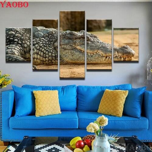 Home Decor Wall Art Diy diamond painting cross stitch 5 Pieces Beast Crocodile,5d diamond mosaic bead embroidery sale crafts