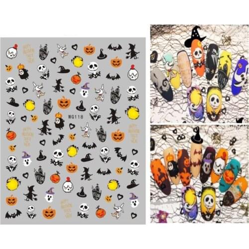 Hot Sale 1Sheets Water Transfer Decal Stickers Nail Art Tips AllHallowsDay Decoration Ghost manicure pumpkin skull design