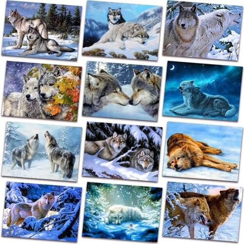 Husky Full Square Diamond embroidery animal Round Diamond mosaic snow Wolf 5D DIY Diamond painting Cross stitch winter dogs