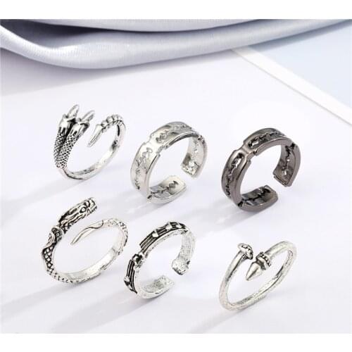 1PC European Punk Gun Black Blade Dragon Ring For Men Women Vintage Gothic Music Note Eagle Paw Open Finger Ring Jewelry R299