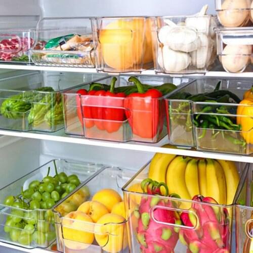 Refrigerator Organizer Bins Stackable Fridge Food Storage Box Clear Plastic Pantry Food Freezer Rack Organizer Tool