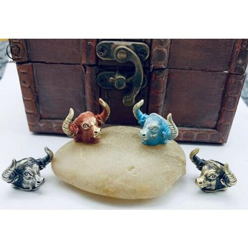 Brass Bull Horn Samurai Knife Beads Pendant EDC Outdoor Umbrella Rope Keychain Lanyard Hanging Copper Jewelry DIY Paracord Parts