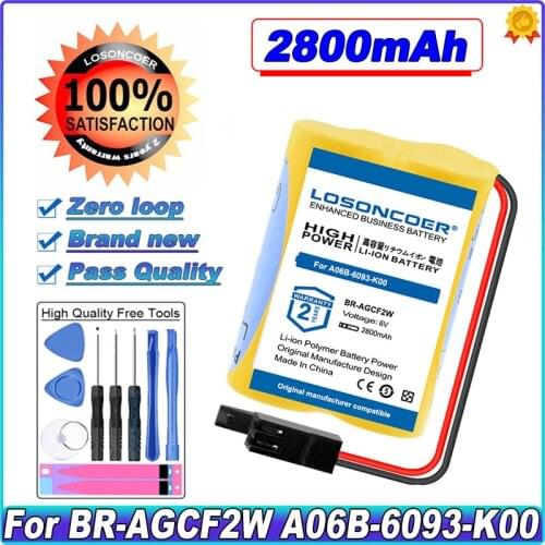 LOSONCOER 2800mAh Battery BR-AGCF2W BR AGCF2W Lithium 6V PLC Batteries with Black Plug Fanuc Battery