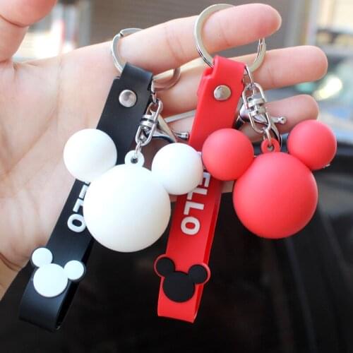 Disney cute cartoon PVC doll key chain bell pendant key chain backpack lanyard couple gift baby doll toys
