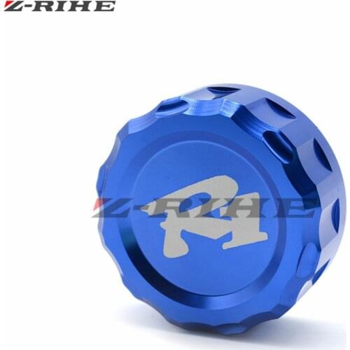 Motorcycle CNC Aluminum Cylinder Rear Fuel Brake Fluid Reservoir Cover Tank Cap For YAMAHA YZF R1 YZF-R1 2009 2010 2011-2014