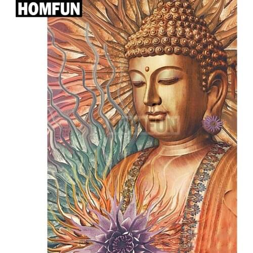 HOMFUN Full Square/Round Drill 5D DIY Diamond Painting "Religious Buddha" Embroidery Cross Stitch 5D Home Decor Gift A02219