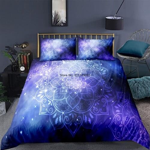 Bohemian Style Mandala Floral Duvet Cover Pillowcase 3D Bedding Set King Size Quilt Cover 2/3 Pcs Single Twin Full Double Queen