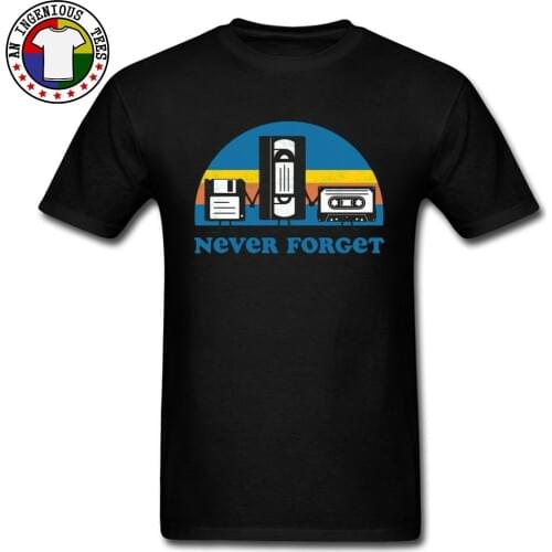 Never Forget Disc Cassette Vintage Tshirts Old School Rock Tape Floppy Sarcastic VHS 100% Cotton Fall Crewneck Tshirts Man