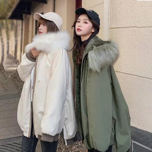 New autumn and winter net red work clothes popular medium and long large hair collar down jacket