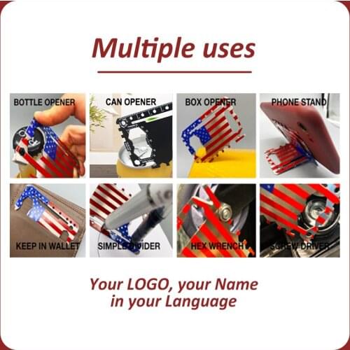 New! Customized men Hardware Metal Stainless Steel Credit Card Tool Multitool